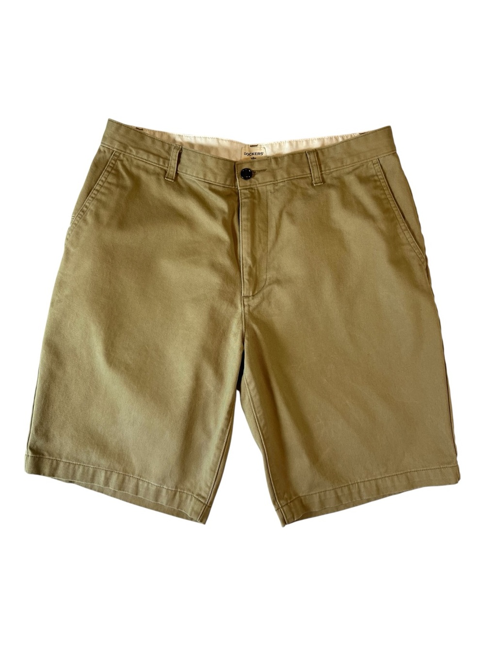 Dockers Men's Khaki Flat-Front Chino Shorts Belt Loops 5 Pockets Size 34